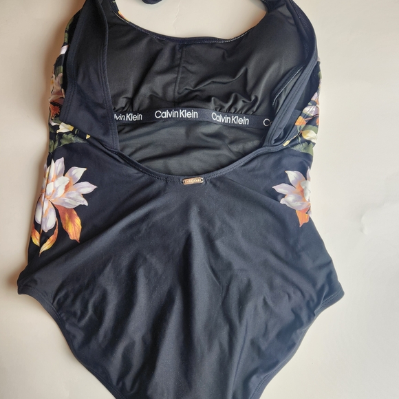 Calvin Klein Black Floral One-Piece Swimsuit - Picture 4 of 6
